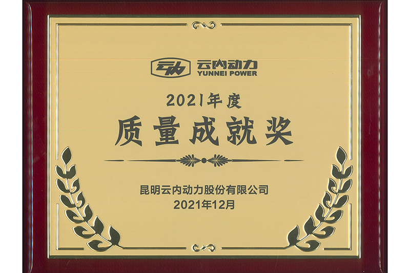 Quality Achievement Award (YUNNEI POWER, 2021)